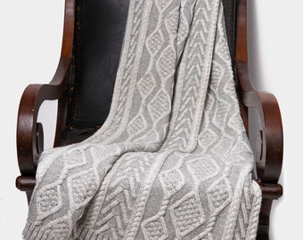 Cable Knit Merino Throw Blanket