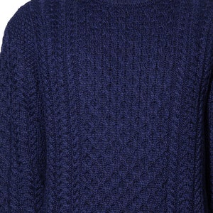 Men's Cable Knit Aran Fisherman's Sweater Dark Blue image 6