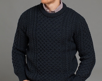 Men's Cable Knit Aran Fisherman's Sweater Blackwatch