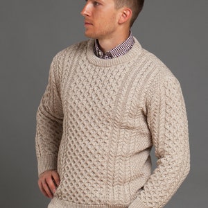 Men's Cable Knit Aran Fisherman's Sweater Camel Beige - Etsy