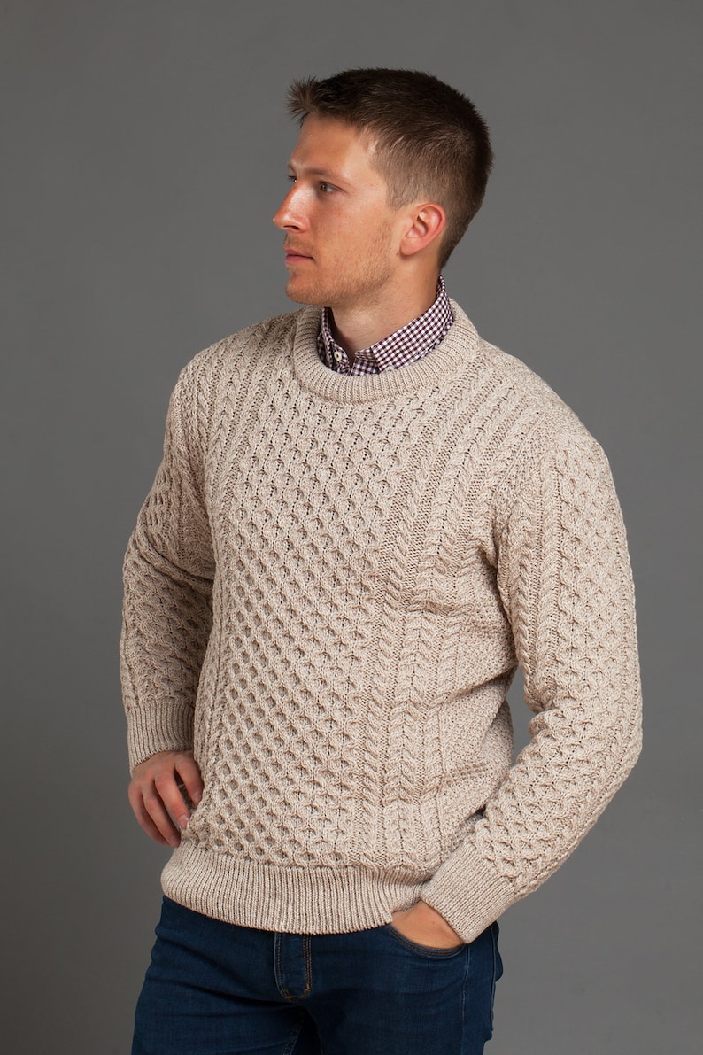 Men's Cable Knit Aran Fisherman's Sweater Camel Beige - Etsy