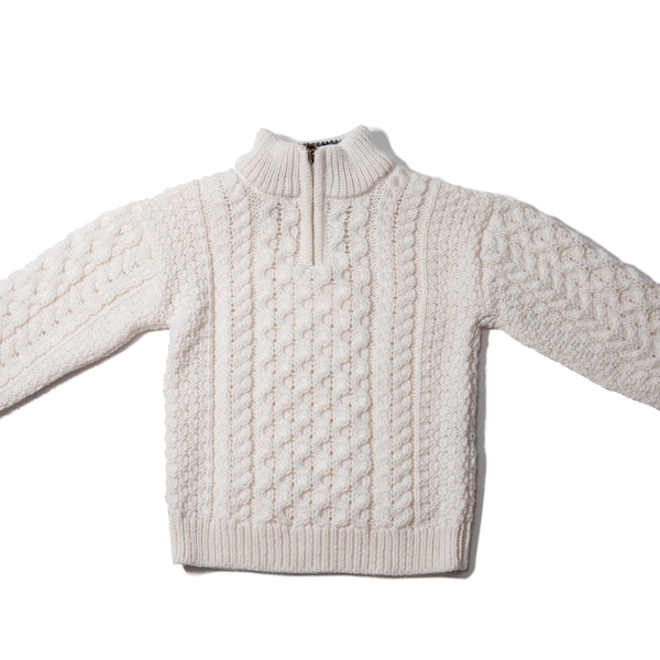 Boy's Children's Cable Knit Aran Sweater Ivory Natural Off White