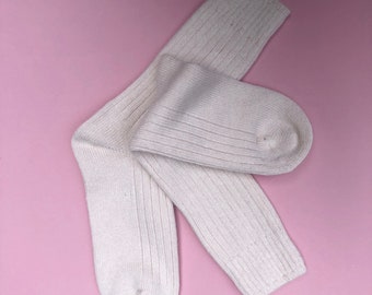 CASHMERE WOOL SOCKS Ivory women's size