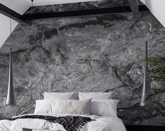 Gray stone texture photo wallpaper | Self adhesive | Peel & Stick | Repositionable removable wallpaper