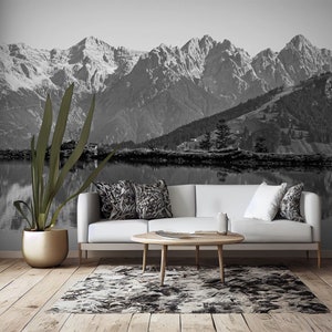 Alpine Mountain & Lake Landscape Wallpaper, Fieberbrunn, Tyrol, Austria • Peel and Stick *self adhesive* or Non-Pasted Vinyl Materials •