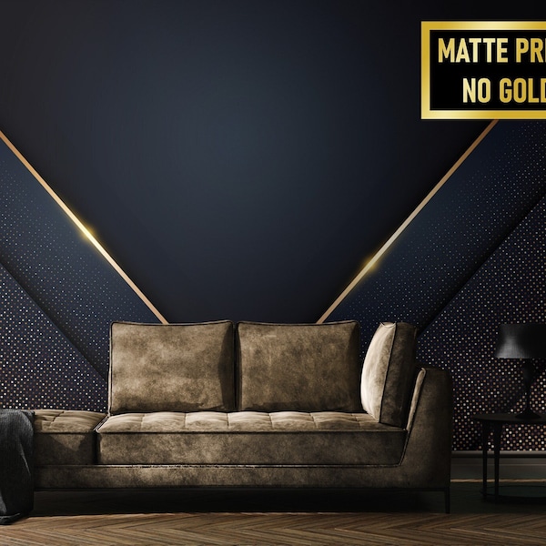 Navy Gold Wallpaper Etsy