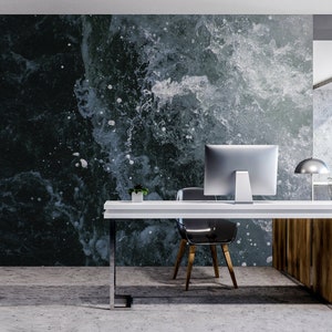 Dark sea wave photo wallpaper | Self adhesive | Peel & Stick | Repositionable removable wallpaper