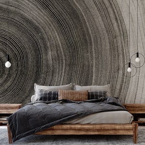 Growth ring, wood photo wallpaper | Self adhesive | Peel & Stick | Repositionable removable wallpaper
