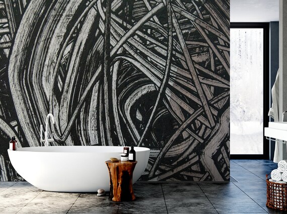 Black and White Acrylic Paint Swirls Wallpaper Self Adhesive Peel and Stick  Repositionable Removable Wallpaper 