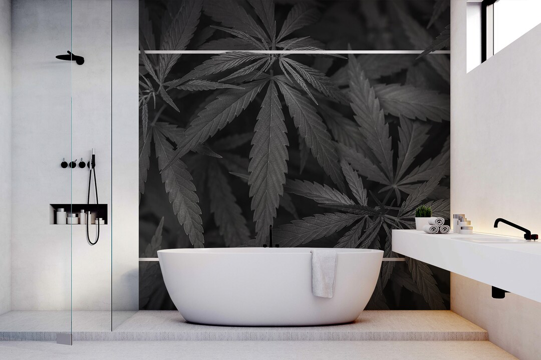 Abstract Leaves Wallpaper, Black and White Wall Mural • Peel and Stick ...