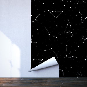 Dark space wallpaper with white constellations Self adhesive Peel & Stick Repositionable removable wallpaper image 5