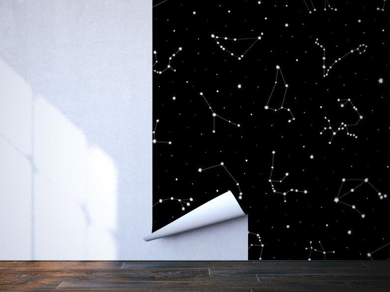 Dark space wallpaper with white constellations Self adhesive Peel & Stick Repositionable removable wallpaper image 5