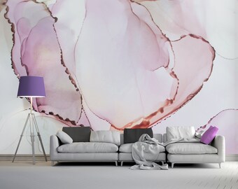 White and pink marble wallpaper | Self adhesive | Peel & Stick | Repositionable removable wallpaper