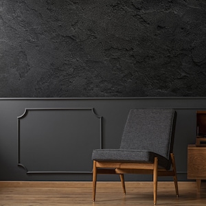 Dunkle Betontapete, schwarzer Sand, Grunge-Wandbild • Abziehen und Aufkleben *selbstklebend* oder nicht geklebte Vinylmaterialien •