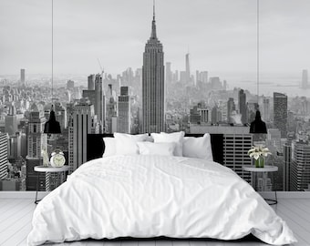 Black and white Empire State Building New York City wallpaper | Self adhesive | Peel & Stick | Repositionable removable wallpaper