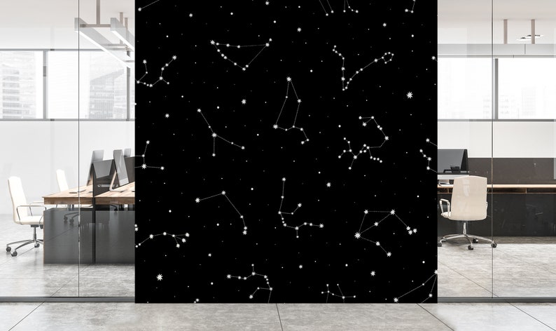 Dark space wallpaper with white constellations Self adhesive Peel & Stick Repositionable removable wallpaper image 3