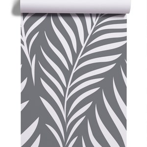 Vector Gray and White Palm Leaf Wallpaper | Self Adhesive | Peel ...