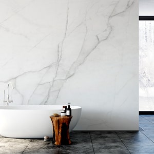 White marble with cracks photo wallpaper | Self adhesive | Peel & Stick | Repositionable removable wallpaper