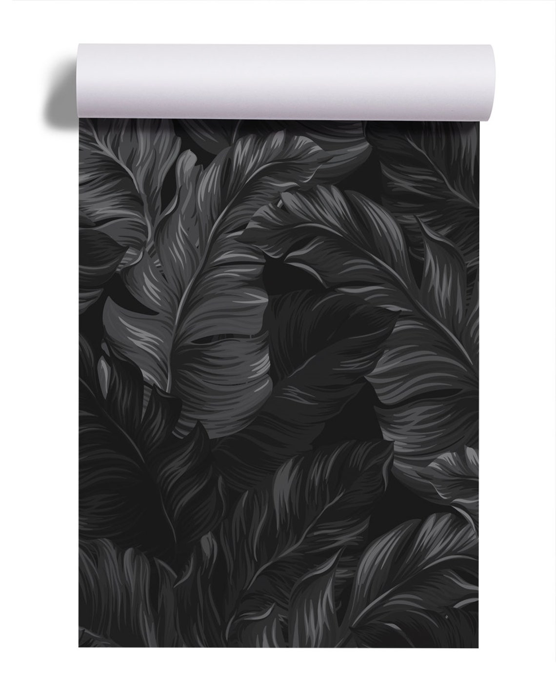 Black Vector Tropical Leaves Photo Wallpaper | Self Adhesive | Peel ...