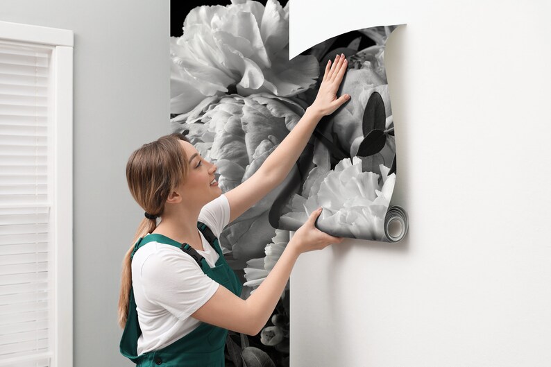 Buy Vintage Floral Wallpaper, Black and White Wall Mural Peel and Stick