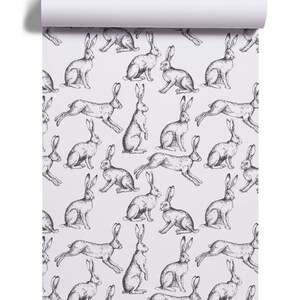White Wallpaper With Rabbit Pattern | Self Adhesive | Peel & Stick ...