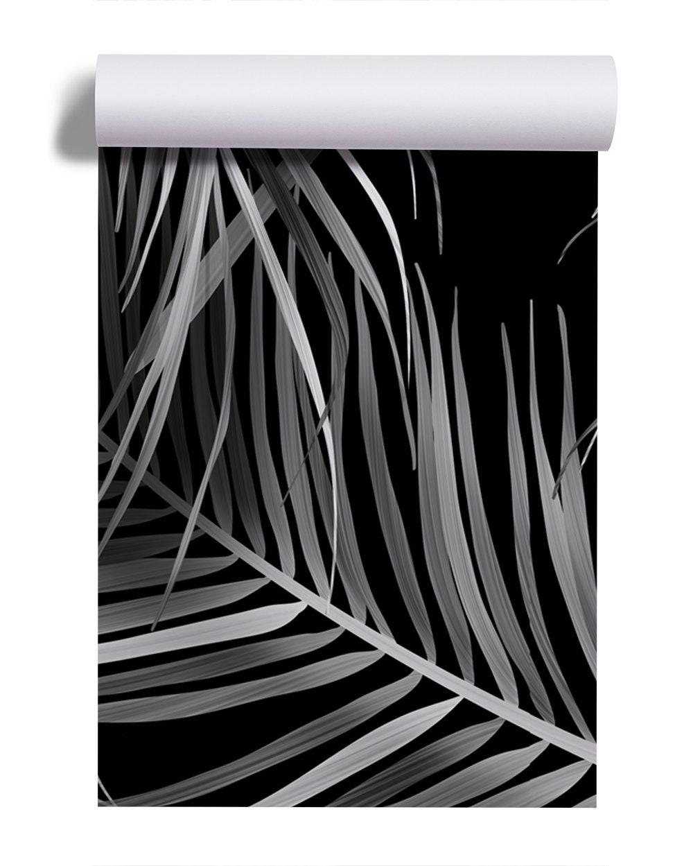Black Wallpaper With White Palm Leaves | Self Adhesive | Peel & Stick ...