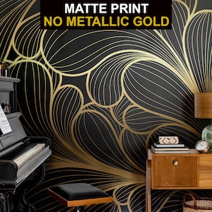 Luxuriöse dunkle Art-Deco-Tapete, Muster mit abstrakten Farbverlaufslinien • Abziehen und Aufkleben *selbstklebend* oder nicht geklebte Vinylmaterialien •