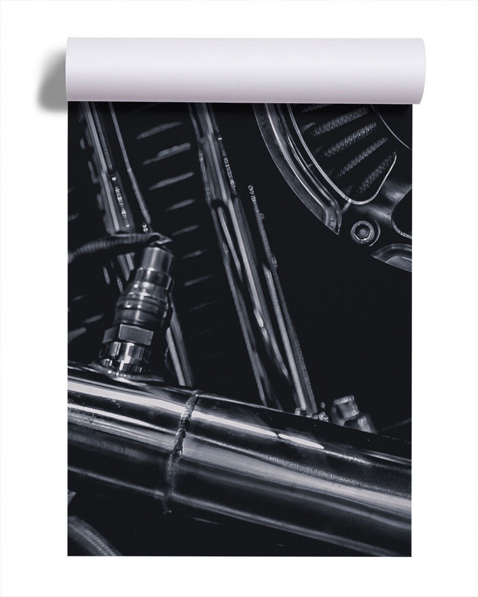 Dark Motorcycle Engine Photo Wallpaper | Self Adhesive | Peel and Stick ...