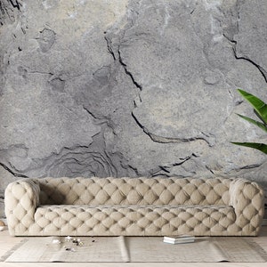 Gray concrete stone wallpaper | Self adhesive | Peel & Stick | Repositionable removable wallpaper