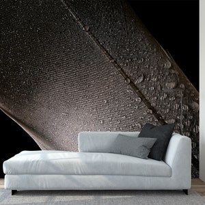 Schwarze Blatttapete, Makrofotografie-Wandbild, Blattwandbild • Abziehen und Aufkleben *selbstklebend* oder nicht geklebte Vinylmaterialien •