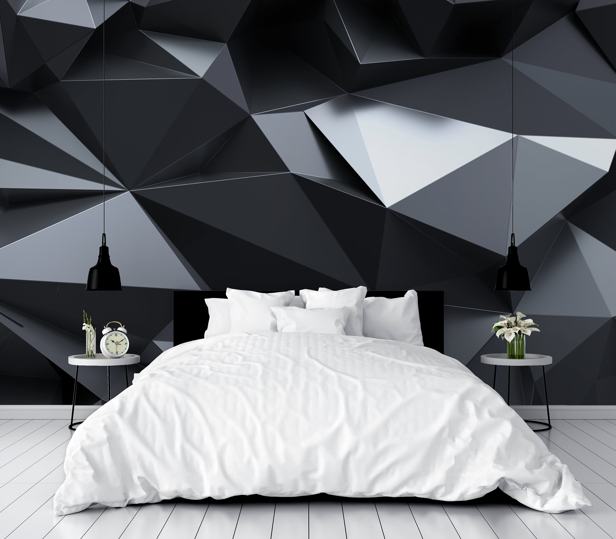 3D Black Shape A2076 Removable Wallpaper Self Adhesive Wallpaper
