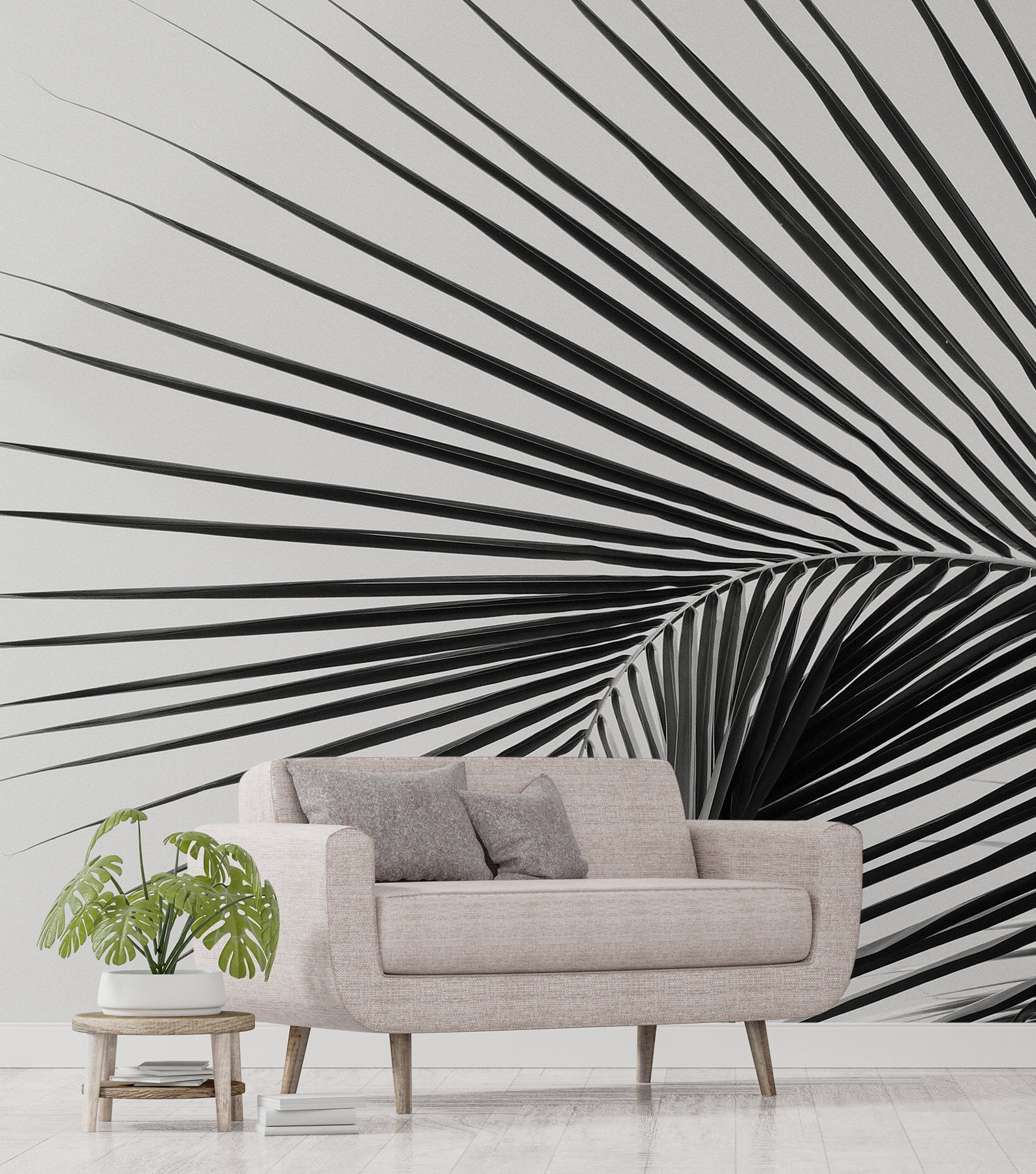 Black and White Palm Leaf Wallpaper | Self Adhesive | Peel & Stick ...