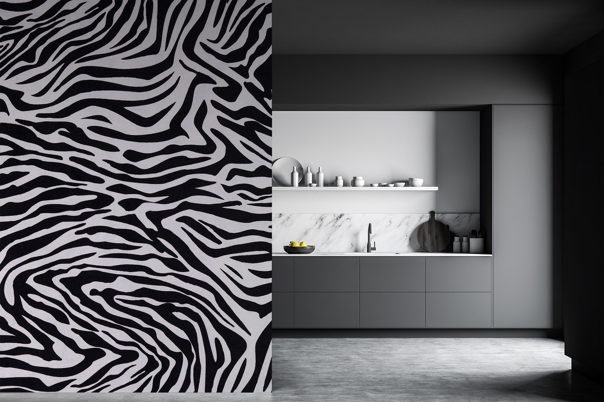 Zebra Print Wallpaper, Animal Wallpaper, Abstract Wall Mural • Peel and ...
