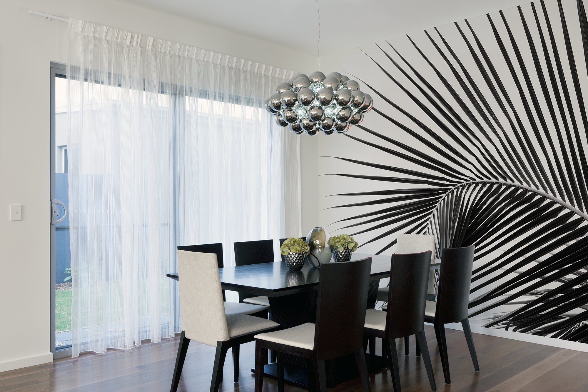 Black and White Palm Leaf Wallpaper | Self Adhesive | Peel & Stick ...