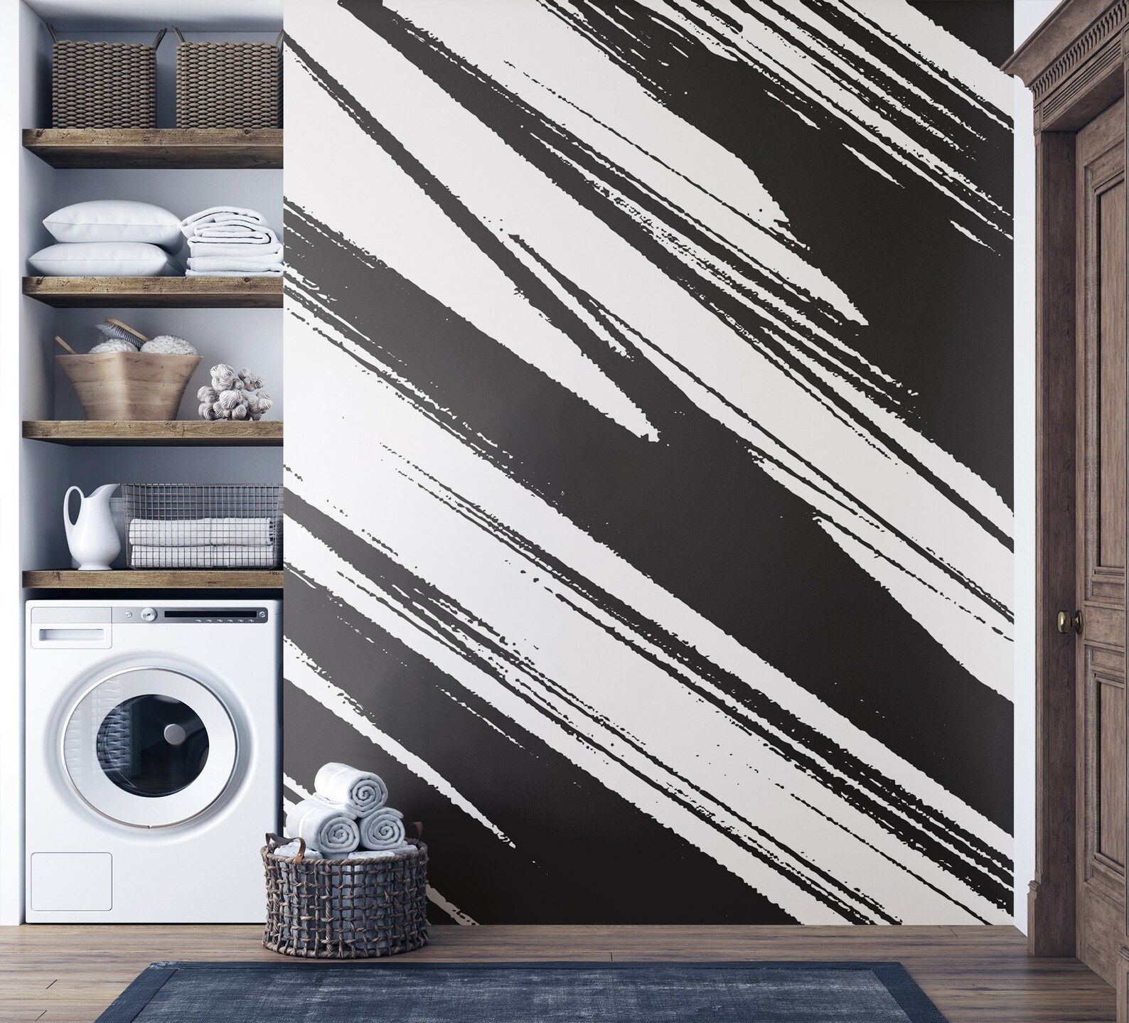 Black and White Bold Striped Wallpaper Self Adhesive Peel Etsy