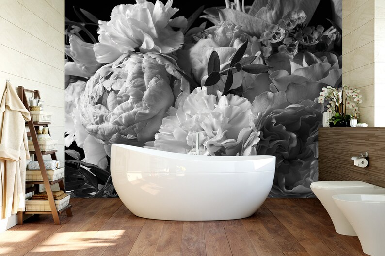 Buy Vintage Floral Wallpaper, Black and White Wall Mural Peel and Stick