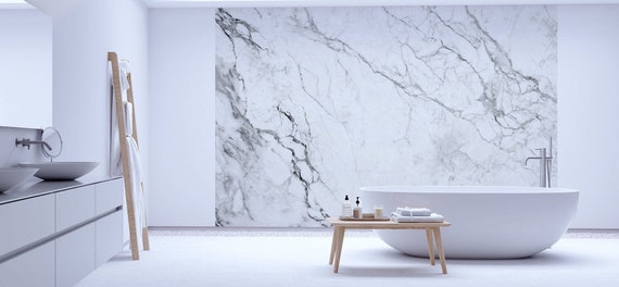Black and white marble wallpaper with cracks | Self adhesive | Peel & Stick | Repositionable removable wallpaper