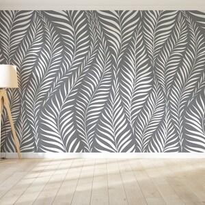 Vector Gray and White Palm Leaf Wallpaper | Self Adhesive | Peel ...