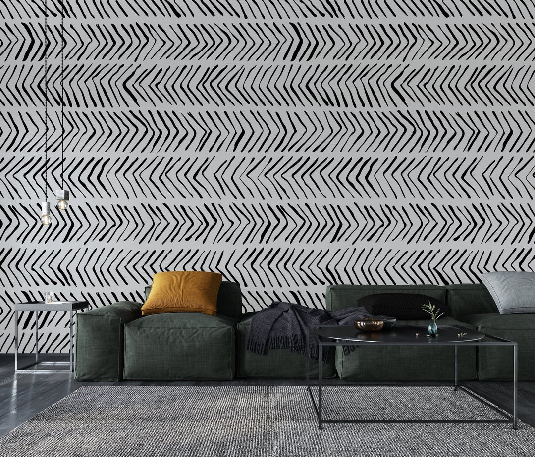 Black and White Vector Arrow Pattern Wallpaper | Self Adhesive | Peel ...