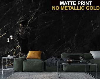 Black marble wallpaper with cracks | Self adhesive | Peel & Stick | Repositionable removable wallpaper