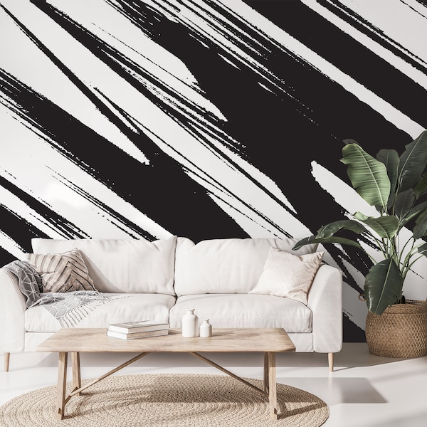 Peel and Stick Wallpaper Black and White Etsy