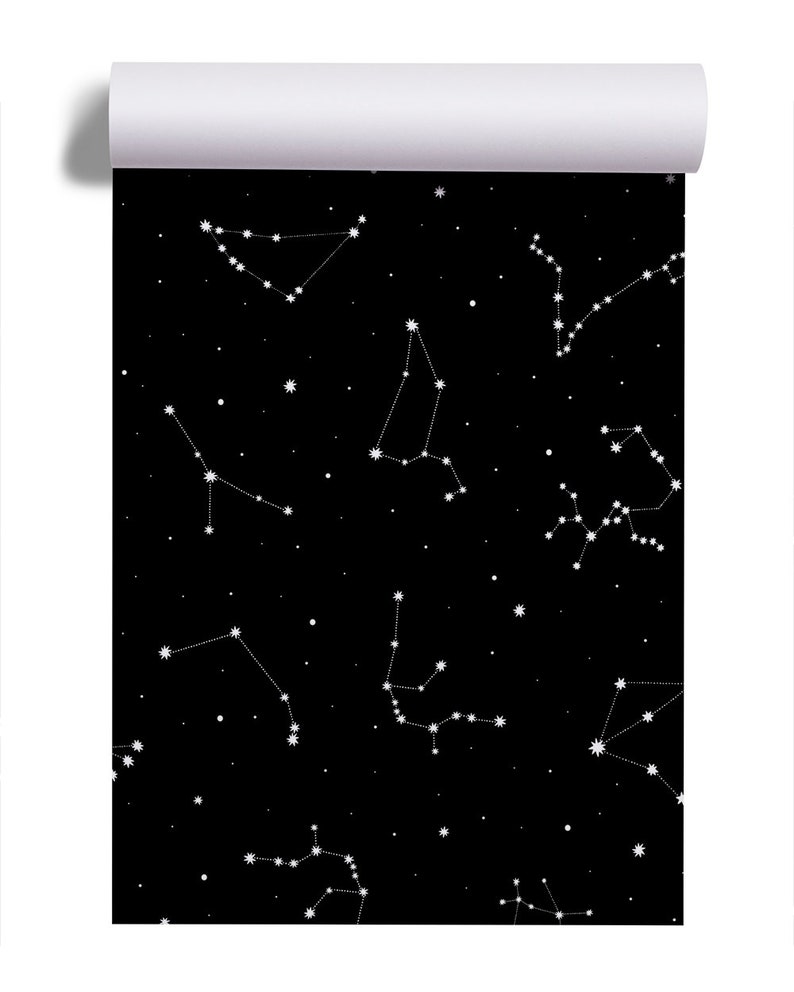 Dark space wallpaper with white constellations Self adhesive Peel & Stick Repositionable removable wallpaper image 4