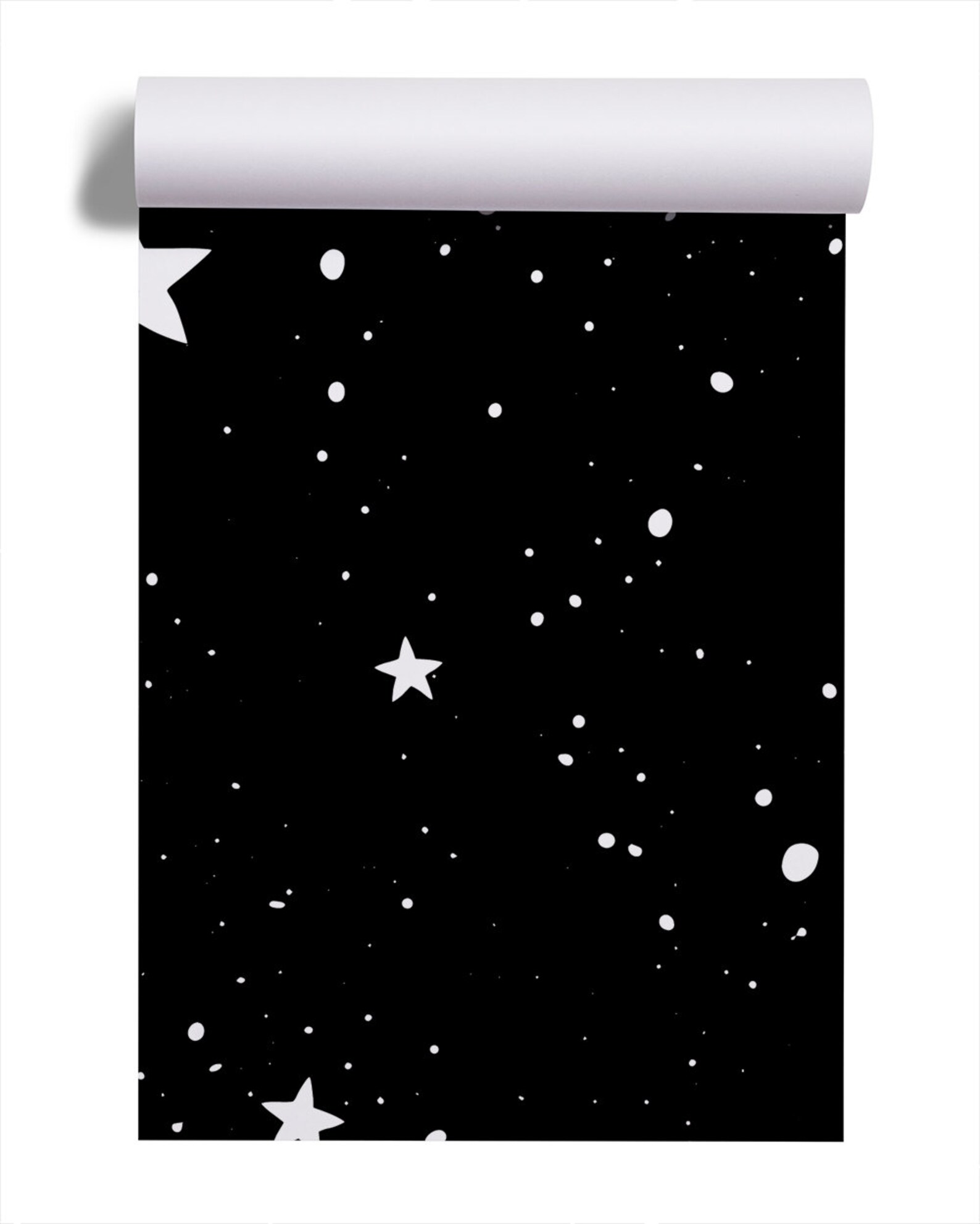 Black Wallpaper With White Stars Self Adhesive Peel & Etsy