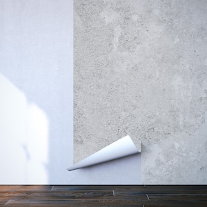 Weiße Betonwand-Fototapete | Selbstklebend | Abziehen und aufkleben | Repositionierbare, abnehmbare Tapete