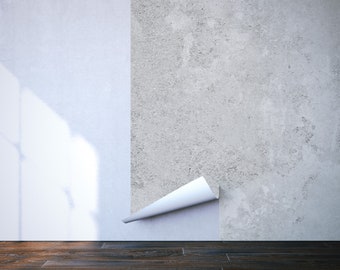 White concrete wall photo wallpaper | Self adhesive | Peel & Stick | Repositionable removable wallpaper