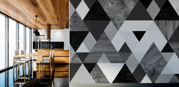  Papel tapiz autoadhesivo en rollo de papel abstracto con forma  de triángulo viejo grunge pared de ladrillo abstracto extraíble despegar y  pegar, papel tapiz decorativo mural de pared carteles para cubierta