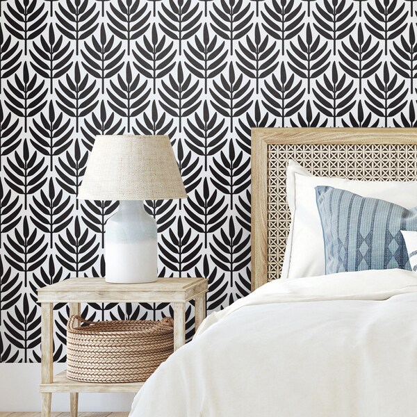 Vinyl Leaf Wallpaper Etsy