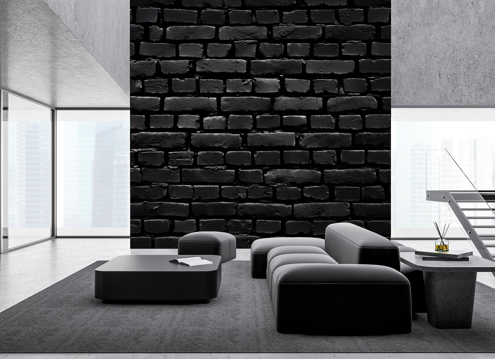 Black Brick Wall Photo Wallpaper Self Adhesive Peel & - Etsy