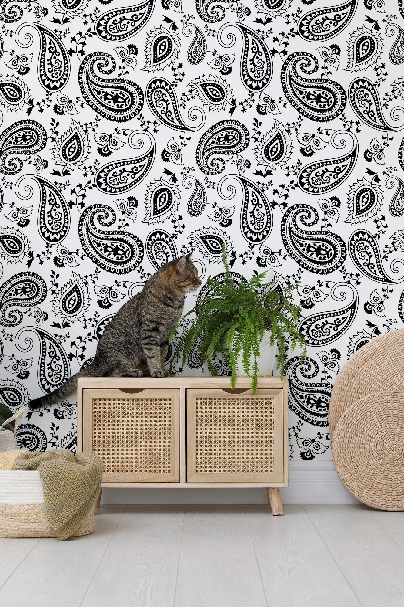 Black And White Paisley Wallpaper
