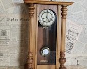 Antique Vienna Style Wall Clock, German Pendulum Clock, Pine Cased, Regulator Ra Arrow